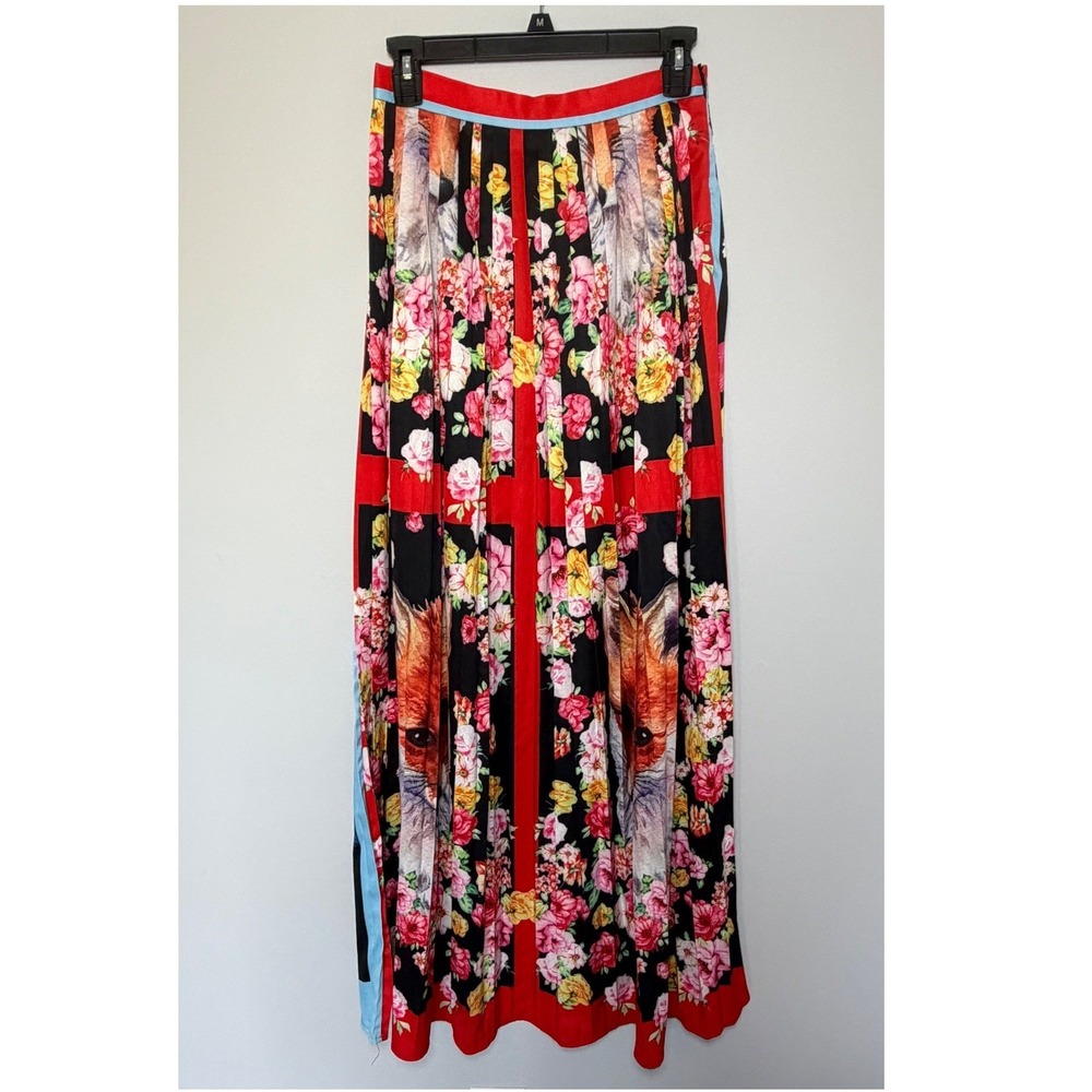 Fashion Nova Women's Multicolor Fox Playing Card Pleated Maxi Skirt S